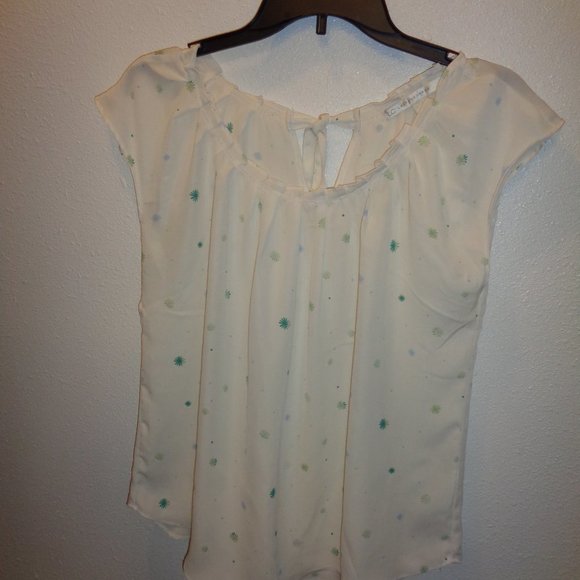 LC Lauren Conrad Pleat Neck Top Size Medium - Picture 4 of 9